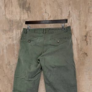 Khakis Pants Military Green Slim Fit Flat Front Work Wear Trousers Button Fly